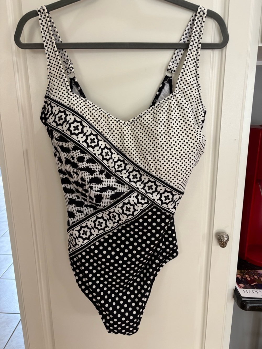 Gottex Black and White Patterned One-Piece Swimsuit